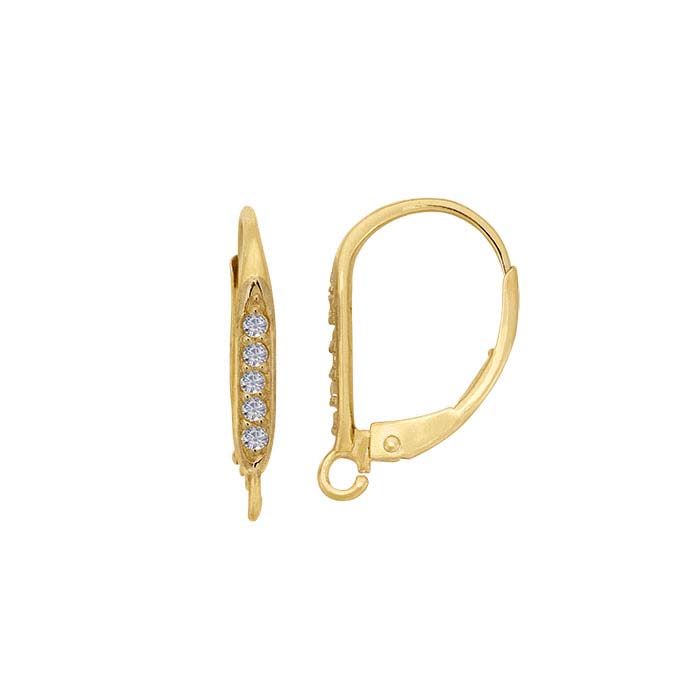 Ear Wire Lever Back Earring Closure 14K Yellow Gold Diamond-Set
