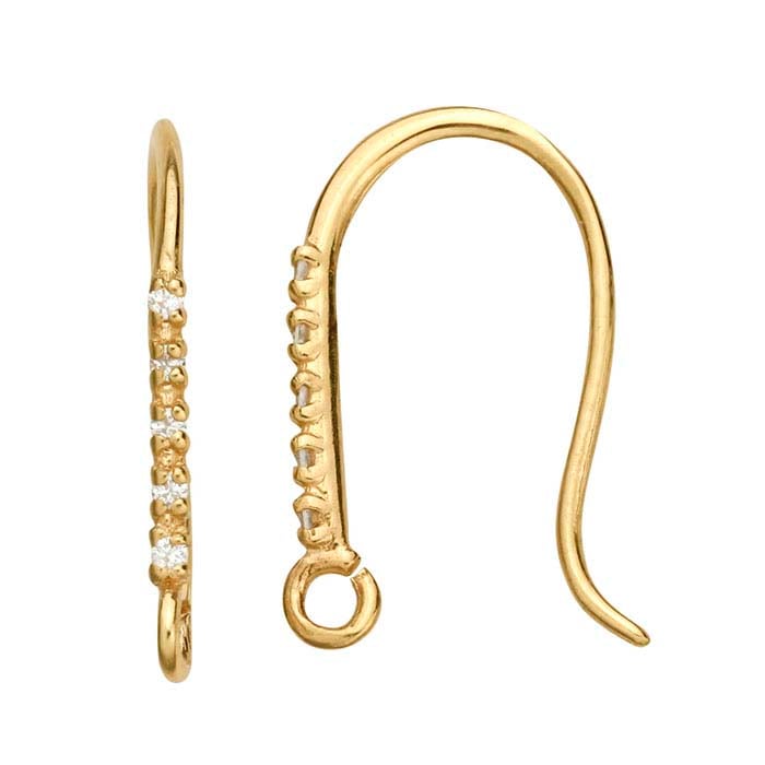 14K Yellow Gold Diamond-Set Ear Wire with Open Ring - RioGrande