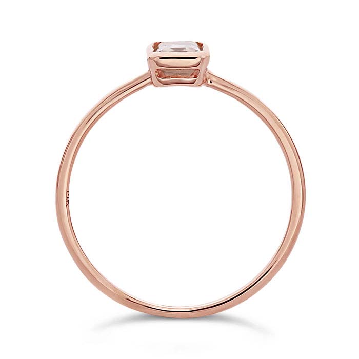14K Rose Gold Emerald-Cut Rose Quartz-Set Ring - RioGrande