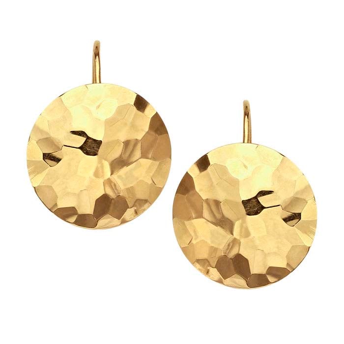 14K Yellow Gold Hammered Disc Earrings RioGrande