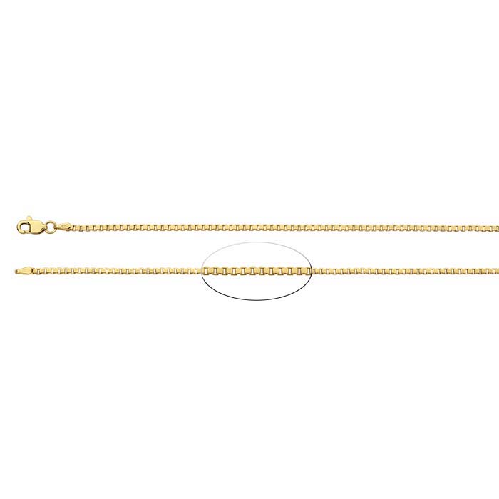 14K Yellow Gold Hollow Venetian Box Chain - RioGrande