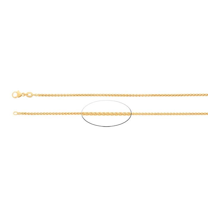 大学 兄弟割引 14K Yellow RioGrande - Chain Wheat Round 1.8mm Gold バーベキュー・調理用品