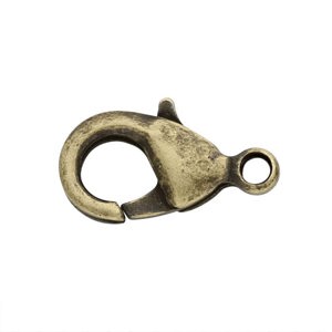 Brass Antique-Finish 18.8mm Lobster Clasp with Closed Ring
