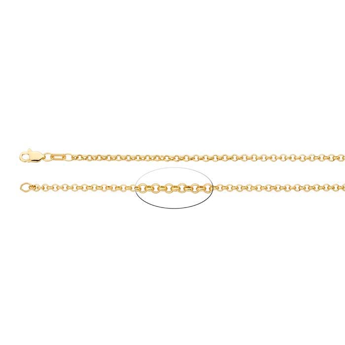 14K Gold Thick Round Rolo Link Chain Necklace, 8mm Size 14 Inches