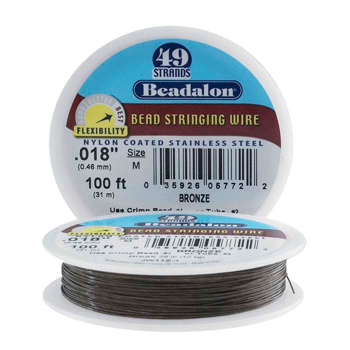 Beadalon 7 Strand Stainless Steel Bead Stringing Wire, 0.015 in / 0.38 mm, Bronze