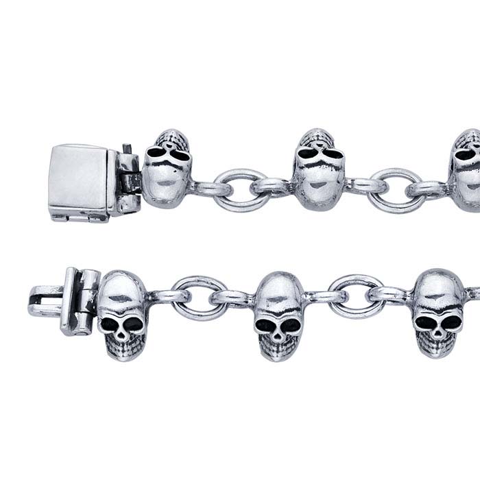 Sterling Silver Nine Skull Heads Bracelet - RioGrande