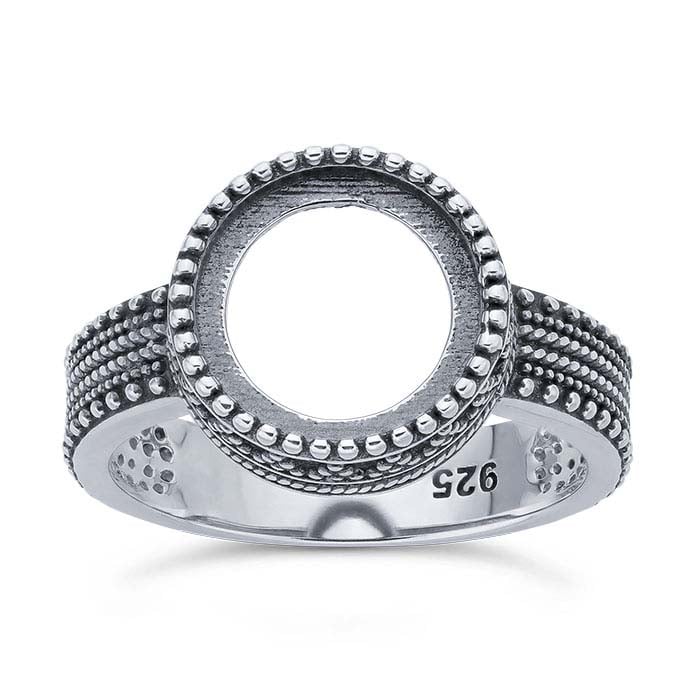 Ring Cawan Sterling Silver Gallery Wire Round Cabochon Ring Mounting - RioGrande