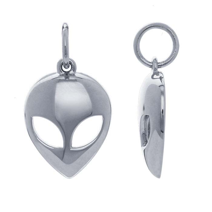 Alien Head Charm Sterling Silver