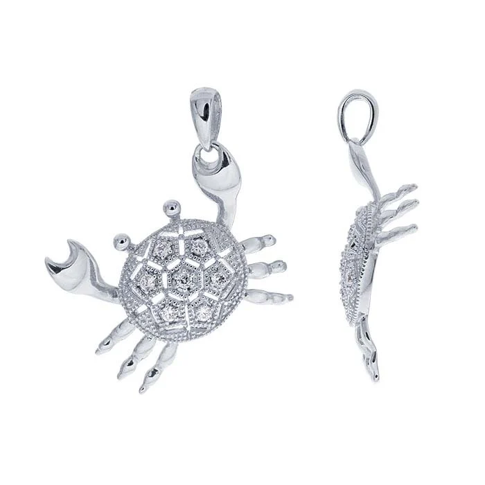 Sterling Silver CrystalSet Crab Pendant RioGrande