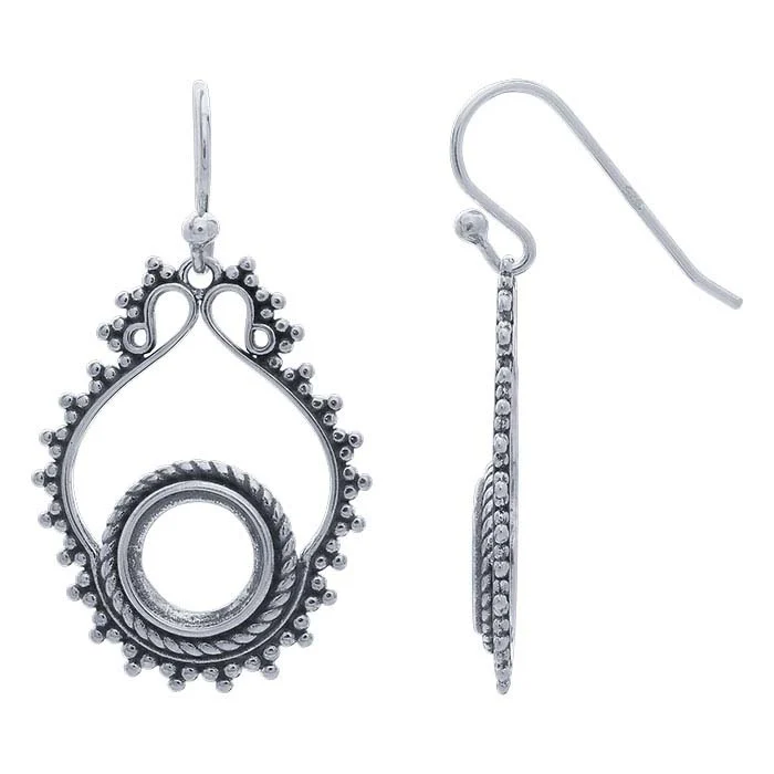 Sterling Silver Granulated Ear Wire with 8mm Bezel Setting - RioGrande