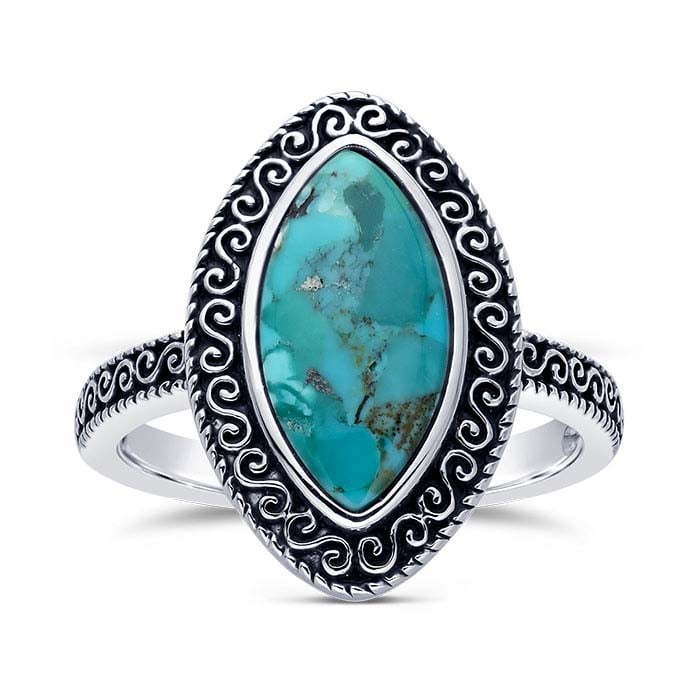 アクセサリー Turquoise Inly Silver925 Vintagering Turquoise Ring - Enamel Vermeil - Chinese Import - Sterling