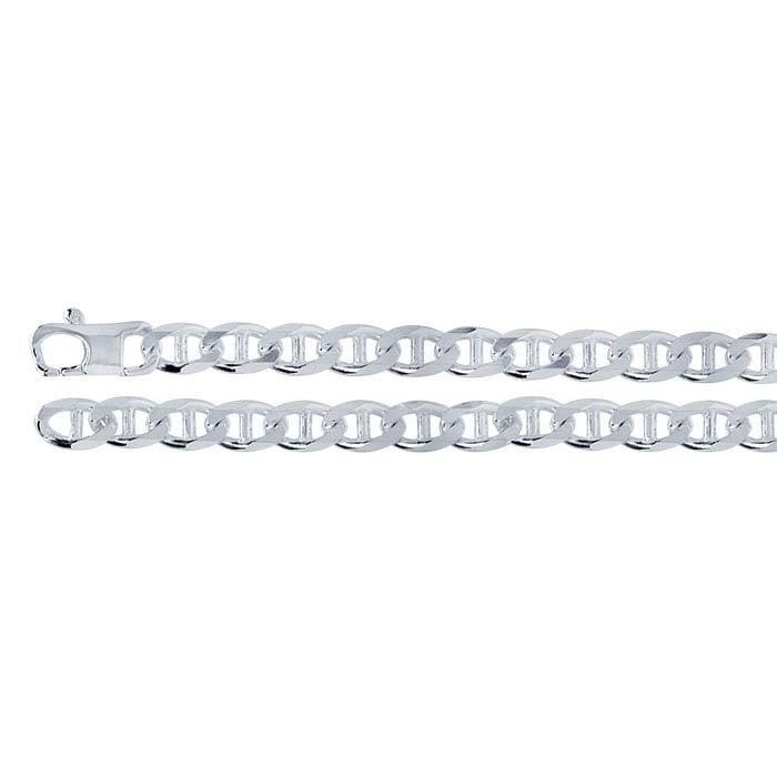 Sterling Silver 8mm Diamond-Cut Anchor Chain Bracelet