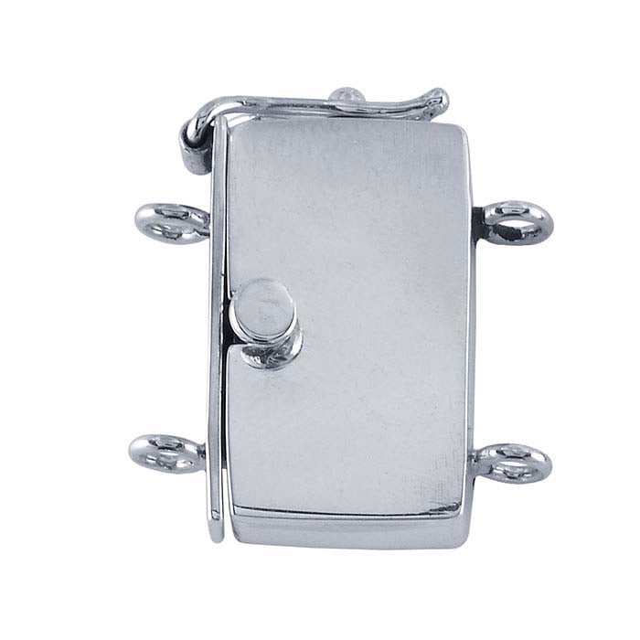 Sterling Silver Rectangle Box Clasp with Safety Catch, 2-Strand - RioGrande