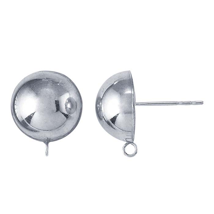 Sterling Silver Hollow HalfBall Post Earrings with Closed Ring RioGrande