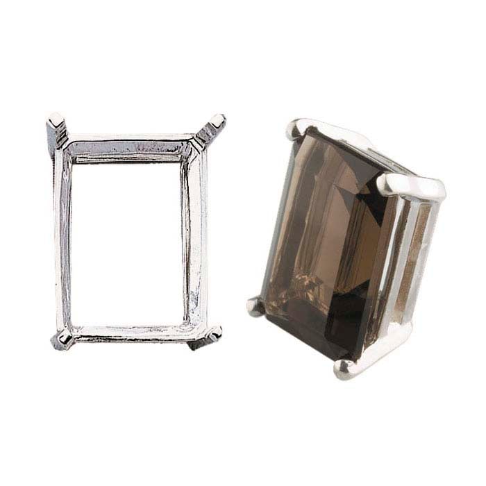 Sterling Silver Emerald-Cut Pre-Notched Legendary™ 4-Prong
