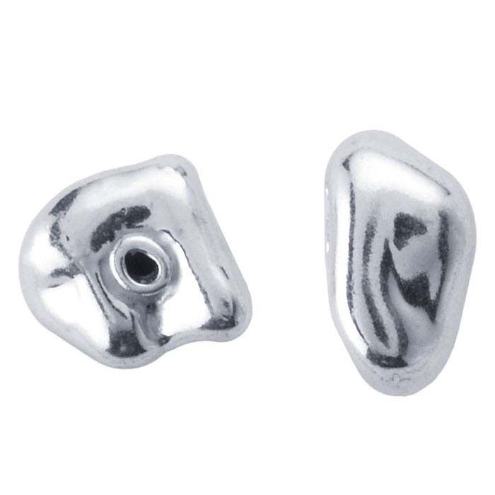 ヘトロジェニティ　Raw Face/Blasted Silver Sterling Silver 7.6 x 5mm Electroformed Asymmetrical Bead