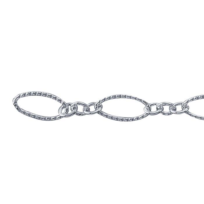 Sterling Silver 3.6mm Patterned Oval Long & Short Chain - RioGrande