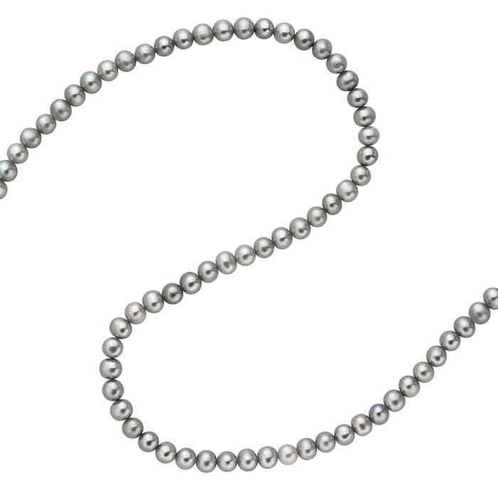 Freshwater Cultured 7–7.5mm Round Pearl Strand Gray A-Grade
