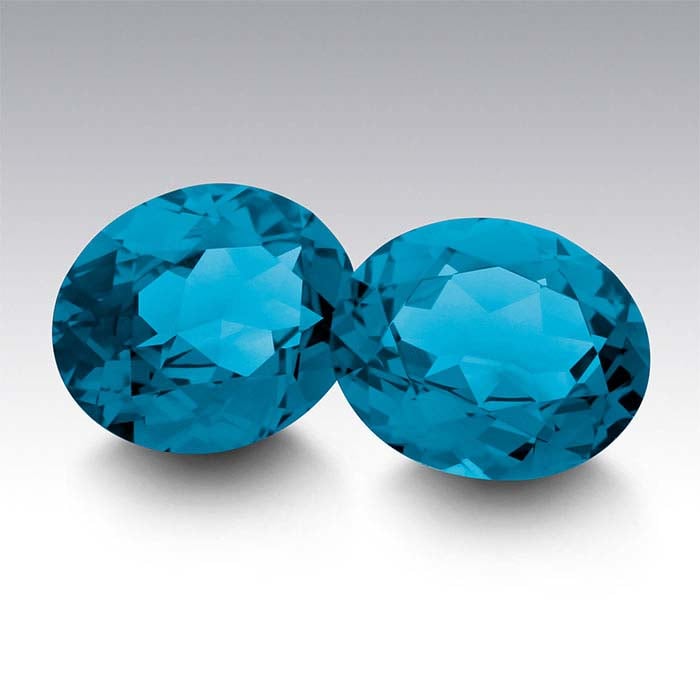 Simulated Blue Zircon Oval Faceted Gemstone RioGrande