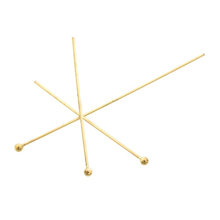 100 Very Thin Gold Plated Head Pins 24 Gauge 1.5 Inch