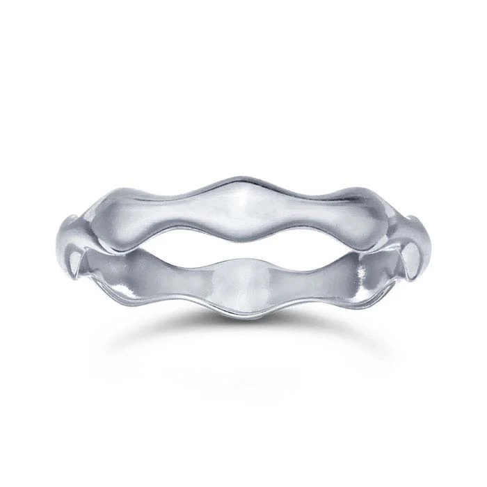 Sterling Silver Wide Wave Stackable Ring - RioGrande