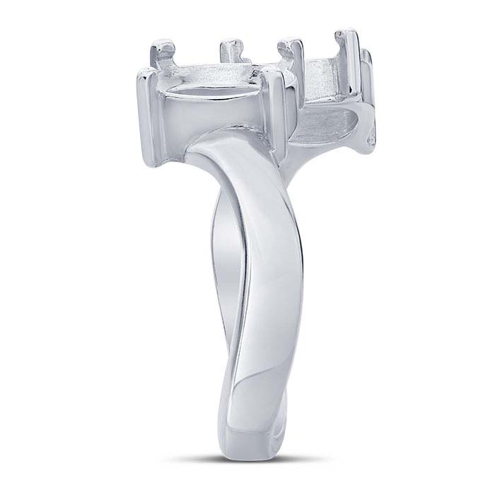 Sterling Silver 8 x 6mm Oval Bypass Ring Mounting - RioGrande