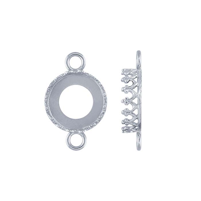 Sterling Silver 12mm Round Gallery Wire Cabochon Link Component ...