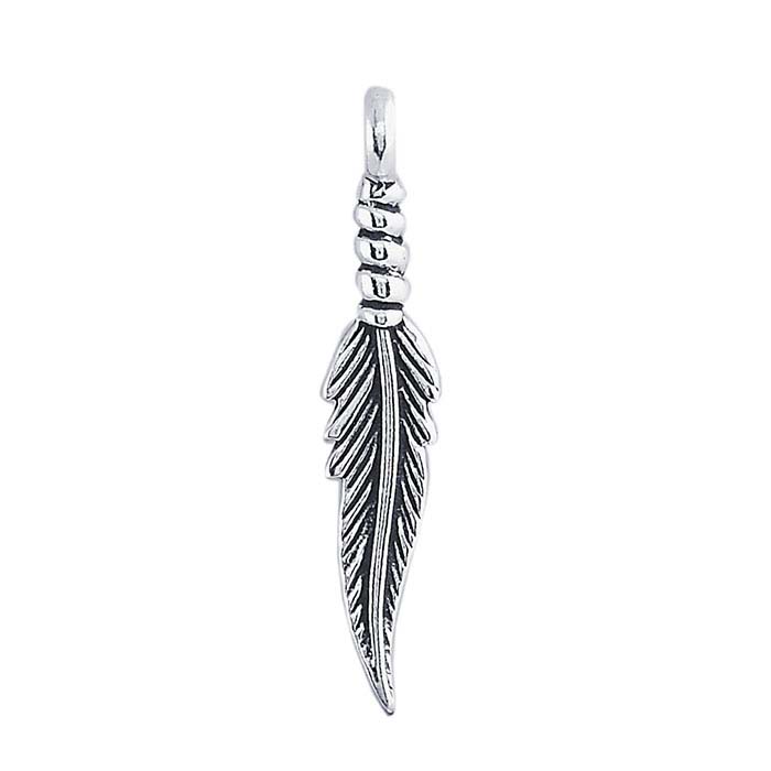 Sterling Silver Ornate Feather Pendant