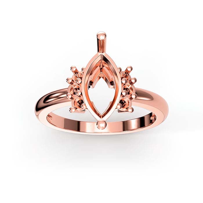 Gold Marquise & Round Stone Ring Mounting - RioGrande