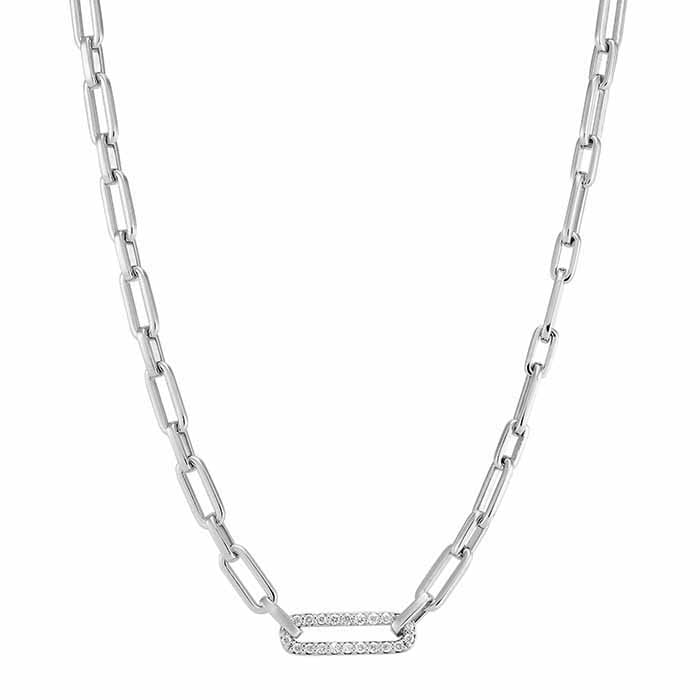 Sterling Silver DiamondSet Link Chain Necklace RioGrande