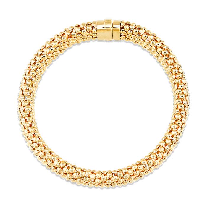 14K Yellow Gold Popcorn Link Bracelet - RioGrande