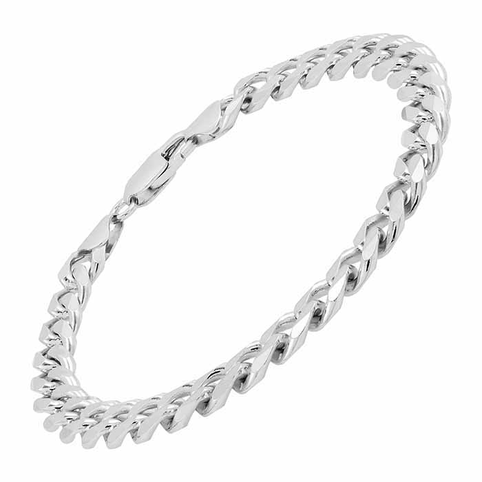 Sterling Silver 7.8mm Flat Curb Chain Bracelet RioGrande